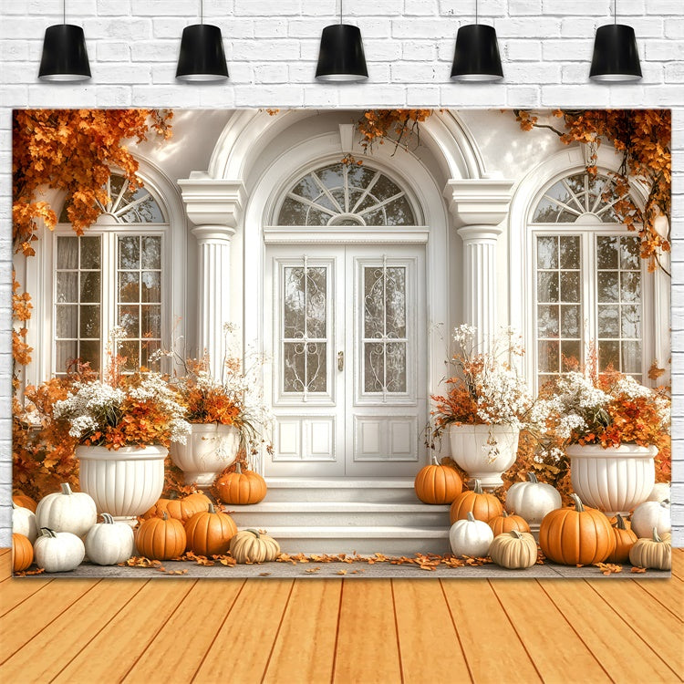 Fall Leaves Backdrop White Door Entryway Decor Backdrop UK GQ5-83
