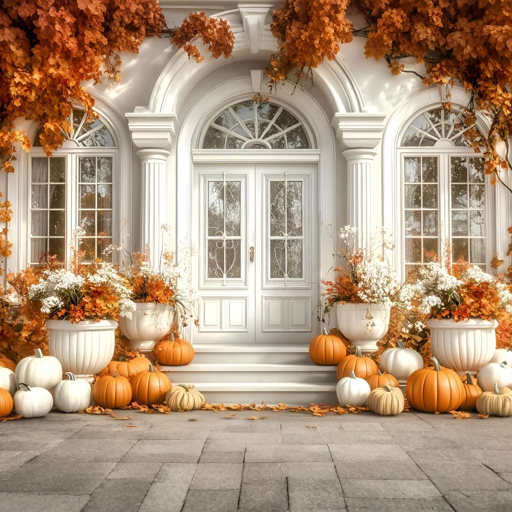 Fall Leaves Backdrop White Door Entryway Decor Backdrop UK GQ5-83