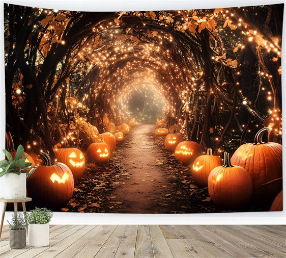 Fall Photography Backdrops Halloween Pumpkin Path Backdrop UK GQ5-97