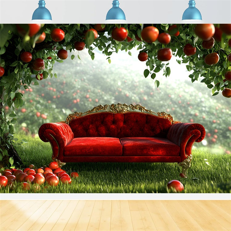 Fall Photo Backdrop Apple Orchard Red Sofa Backdrop UK GQ5-99