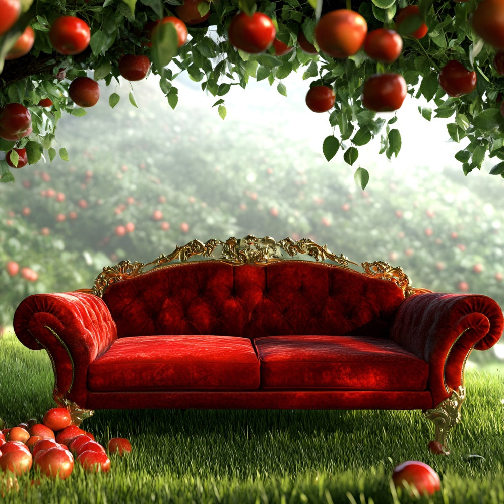 Fall Photo Backdrop Apple Orchard Red Sofa Backdrop UK GQ5-99