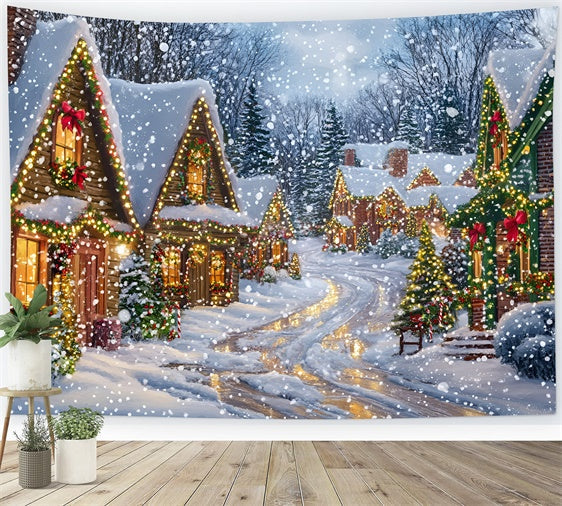 Christmas Village Backdrop Silent Night Snow Backdrop UK GQ57-10