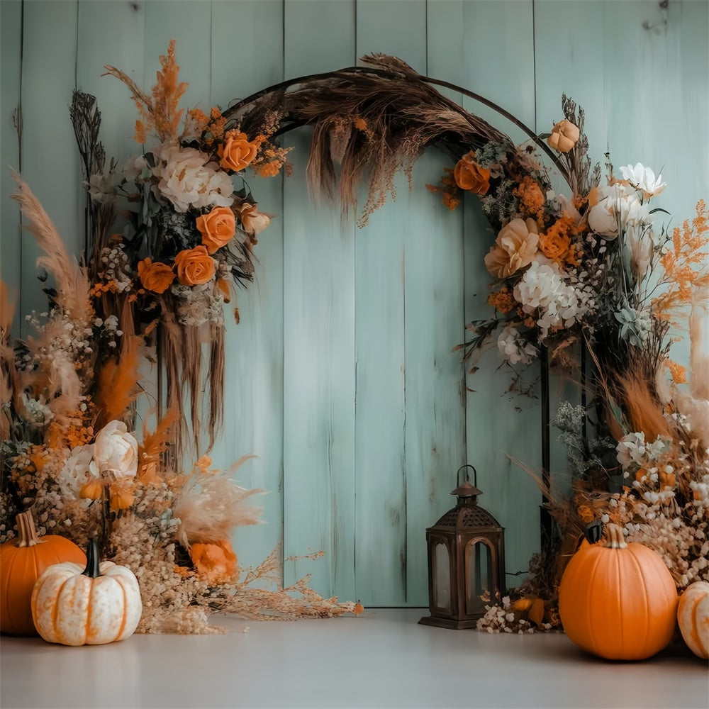 Bohemian Backdrop Pumpkin Floral Arch Fall Backdrops UK GQ57-100