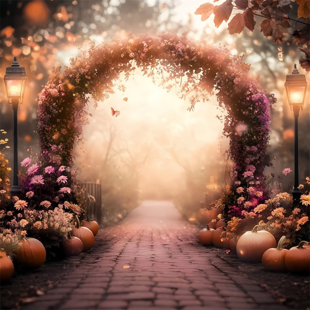 Fall Photo Backdrop Pumpkin Twilight Garden Backdrop UK GQ57-105