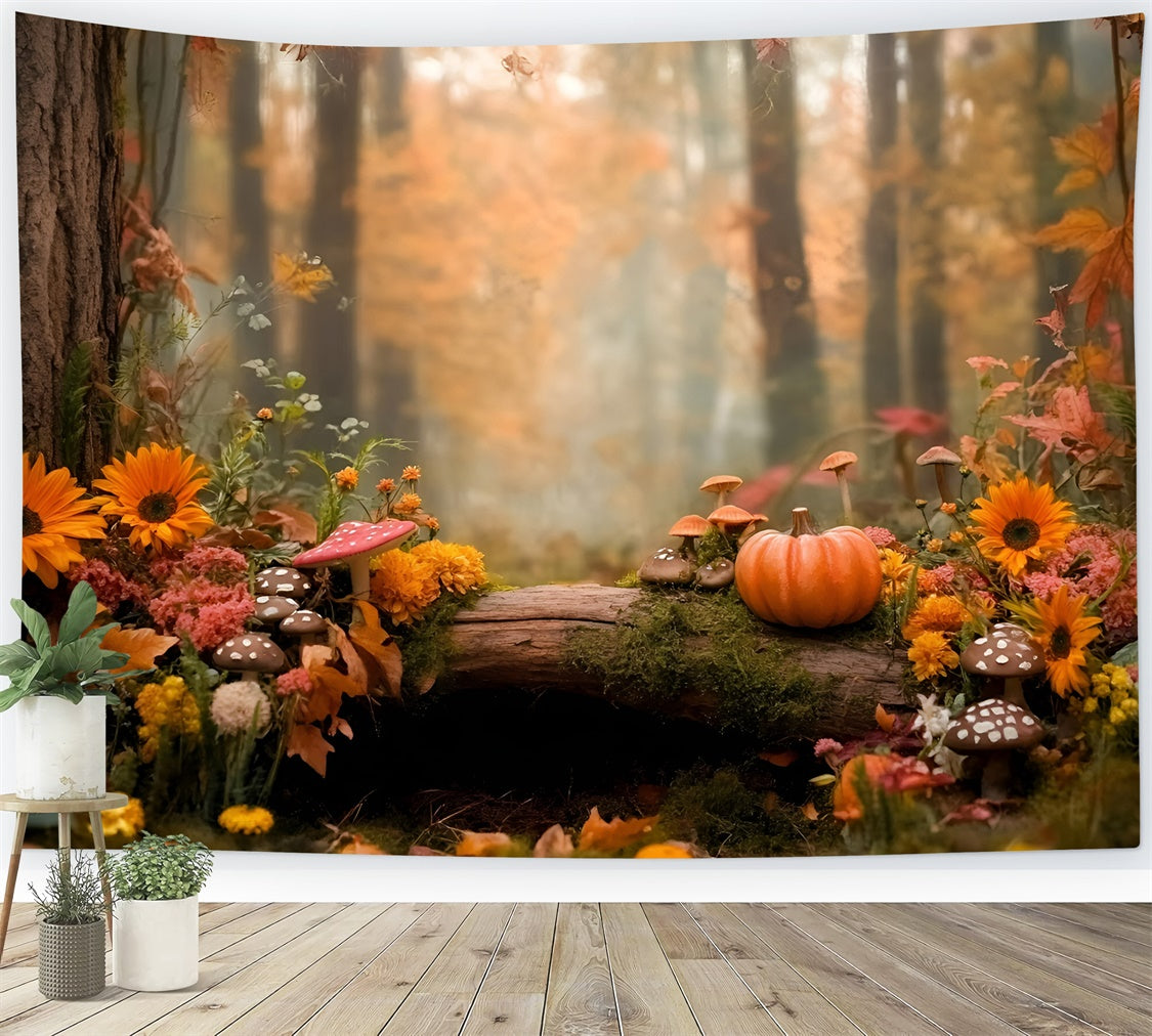 Fall Forest Backdrop Forest Fairyland Pumpkin Backdrop UK GQ57-109