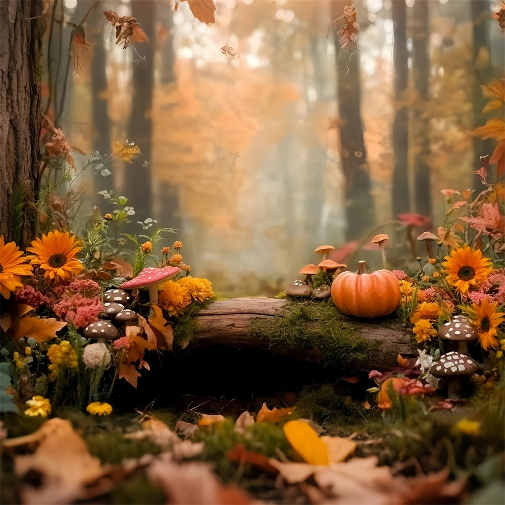 Fall Forest Backdrop Forest Fairyland Pumpkin Backdrop UK GQ57-109