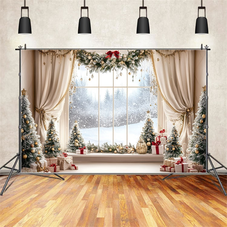 Christmas Backdrops Sale Festive Forest Window Backdrop UK GQ57-11