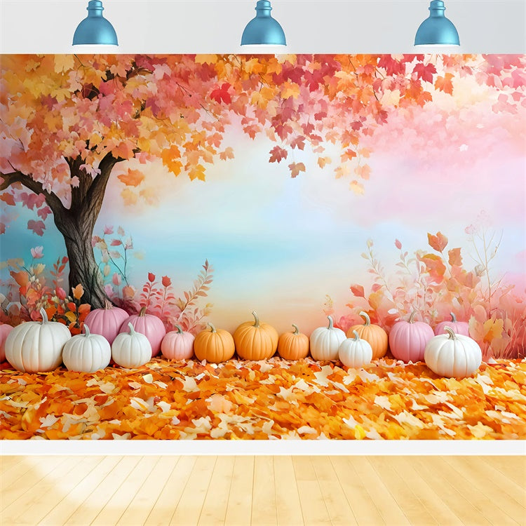 Autumn Leaves Backdrop Pastel Pumpkin Dreams Backdrop UK GQ57-111