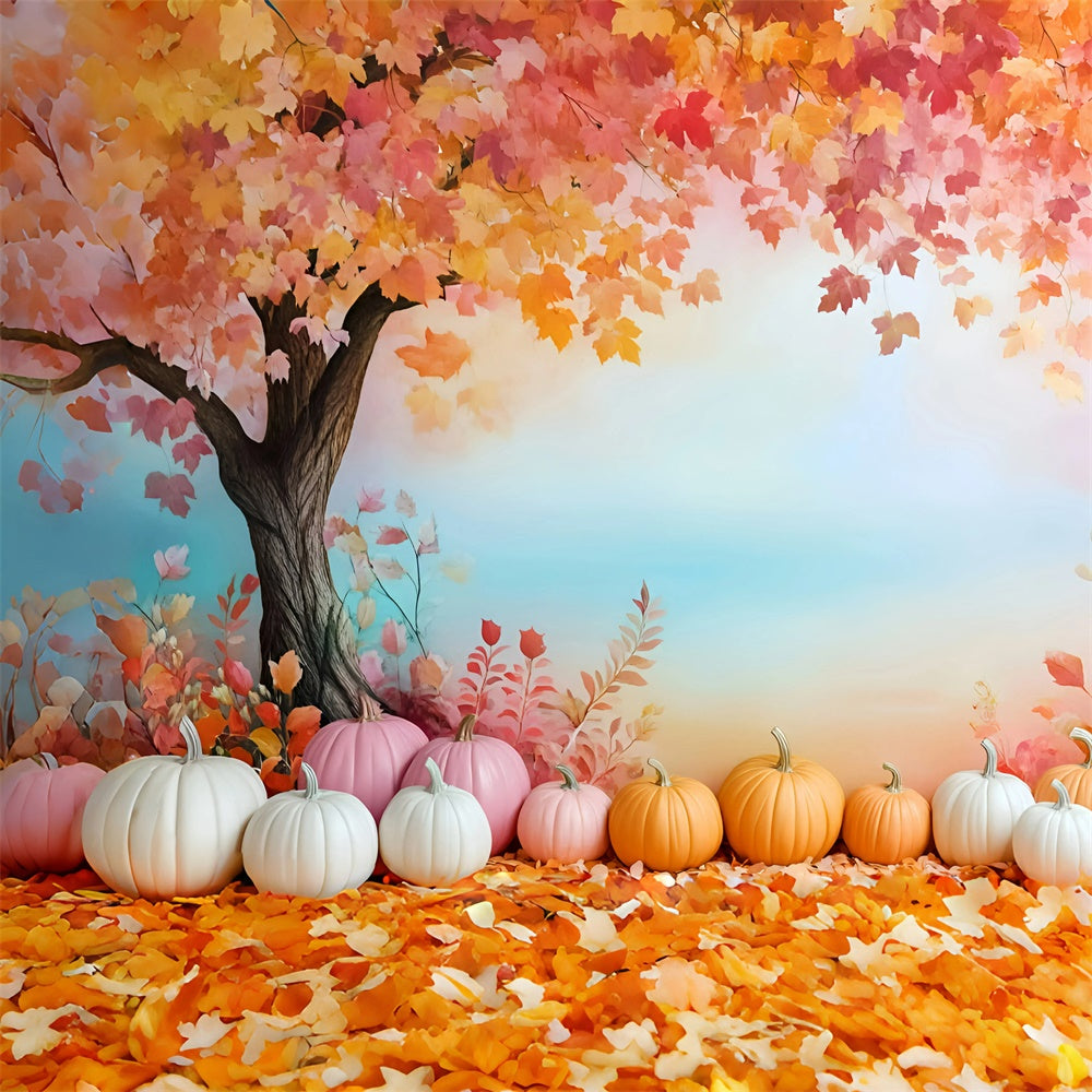 Autumn Leaves Backdrop Pastel Pumpkin Dreams Backdrop UK GQ57-111