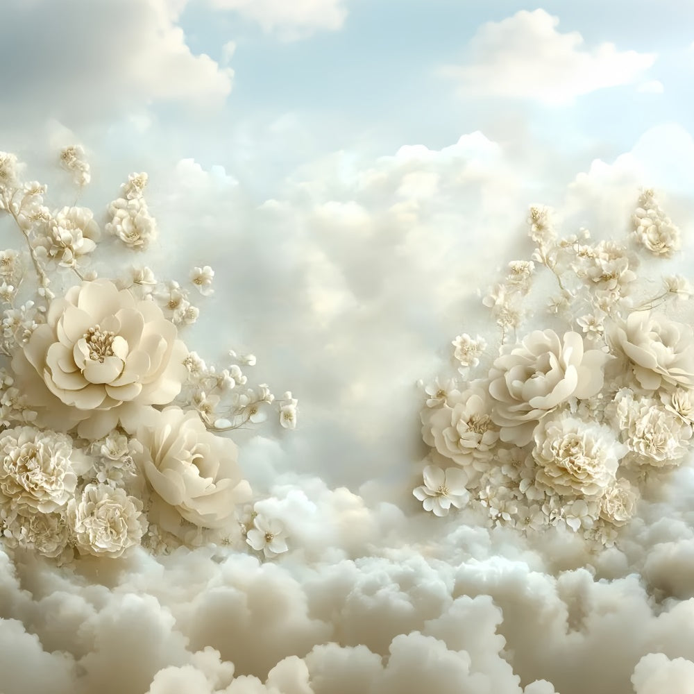 Cloud Photo Backdrop Floating Flowers Dream Backdrop UK GQ57-121