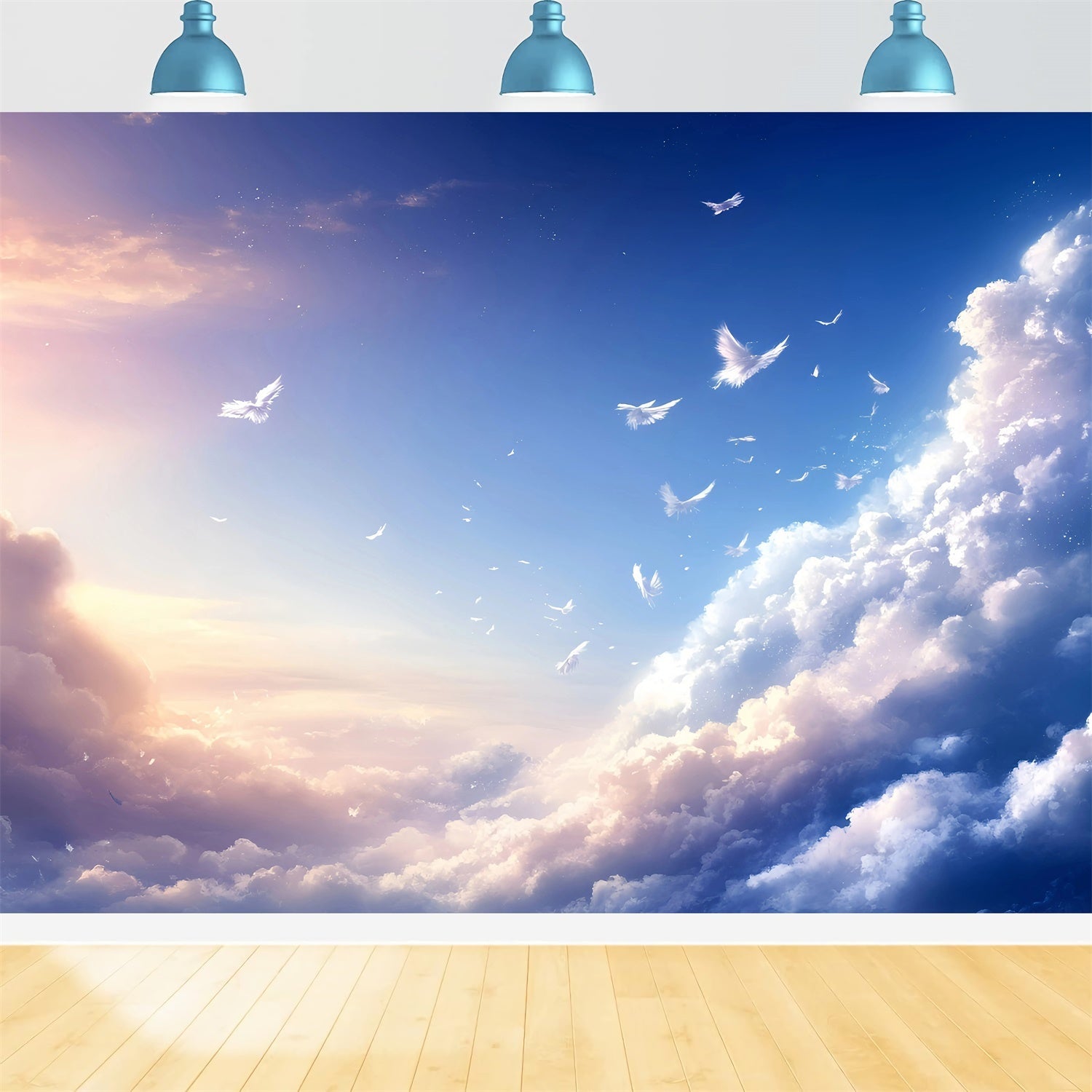 Blue Sky Backdrop Feather Drift Cloud Sky Backdrop UK GQ57-127