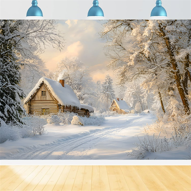 Snow Backdrop Frosty Morning Cottage Backdrop UK GQ57-141