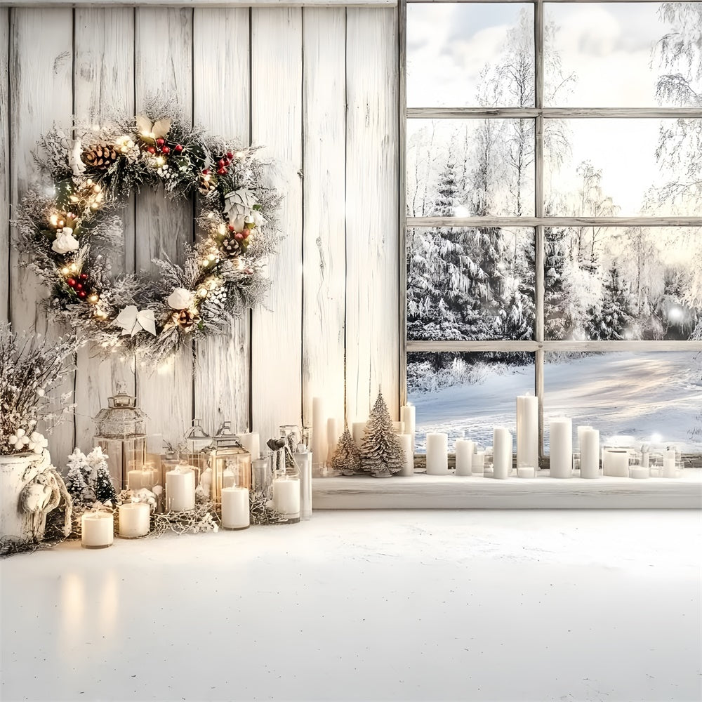 Winter Scene Backdrop Rustic Winter Wreath Backdrop UK GQ57-145