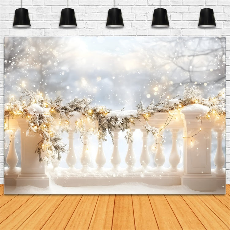 Winter Snow Backdrop Winter Terrace Lights Backdrop UK GQ57-146