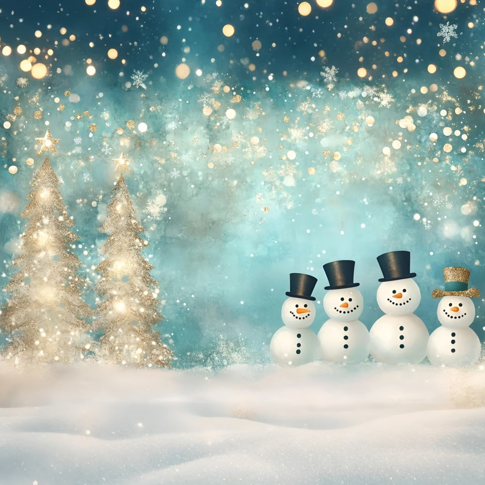 Winter Backdrops Glitter Snowman Parade Backdrop UK GQ57-149