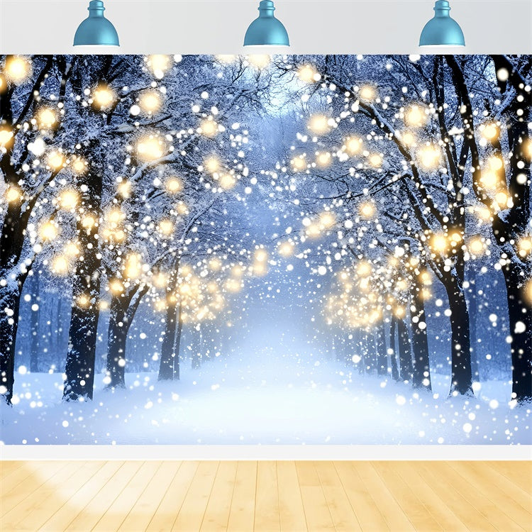 Winter Photo Backdrop Glowing Forest Walk Backdrop UK GQ57-151