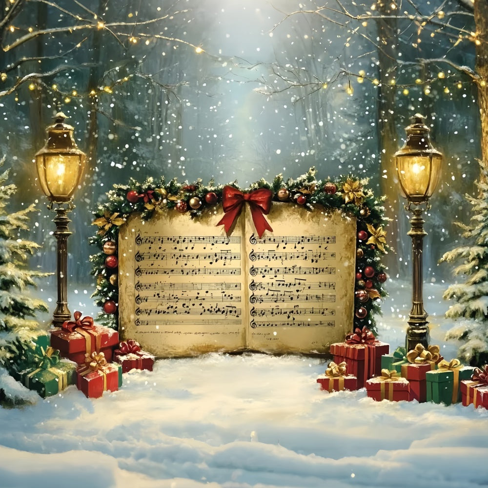 Christmas Photo Backdrops Snowy Night Caroling Backdrop UK GQ57-16