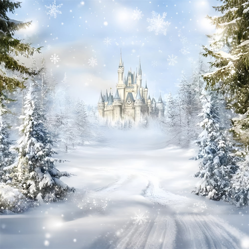 Winter Wonderland Backdrop Fairy Tale Castle Backdrop UK GQ57-165