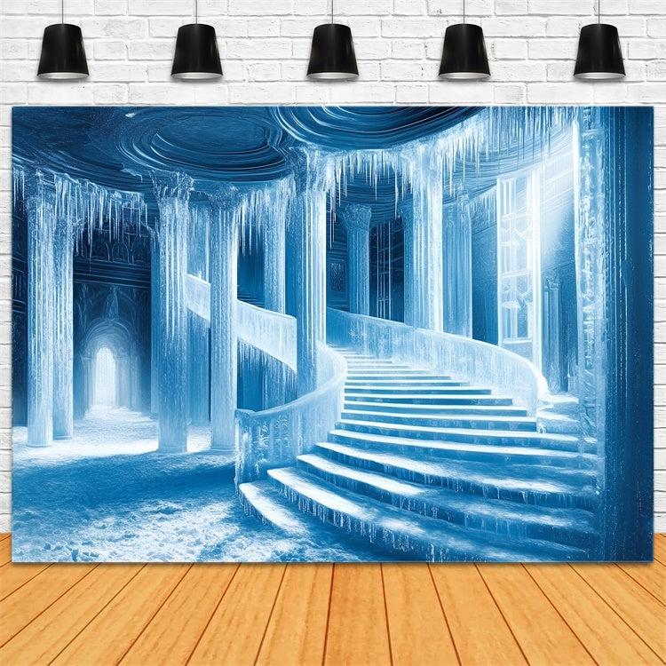 Winter Backdrops Frozen Palace Stairway Backdrop UK GQ57-166