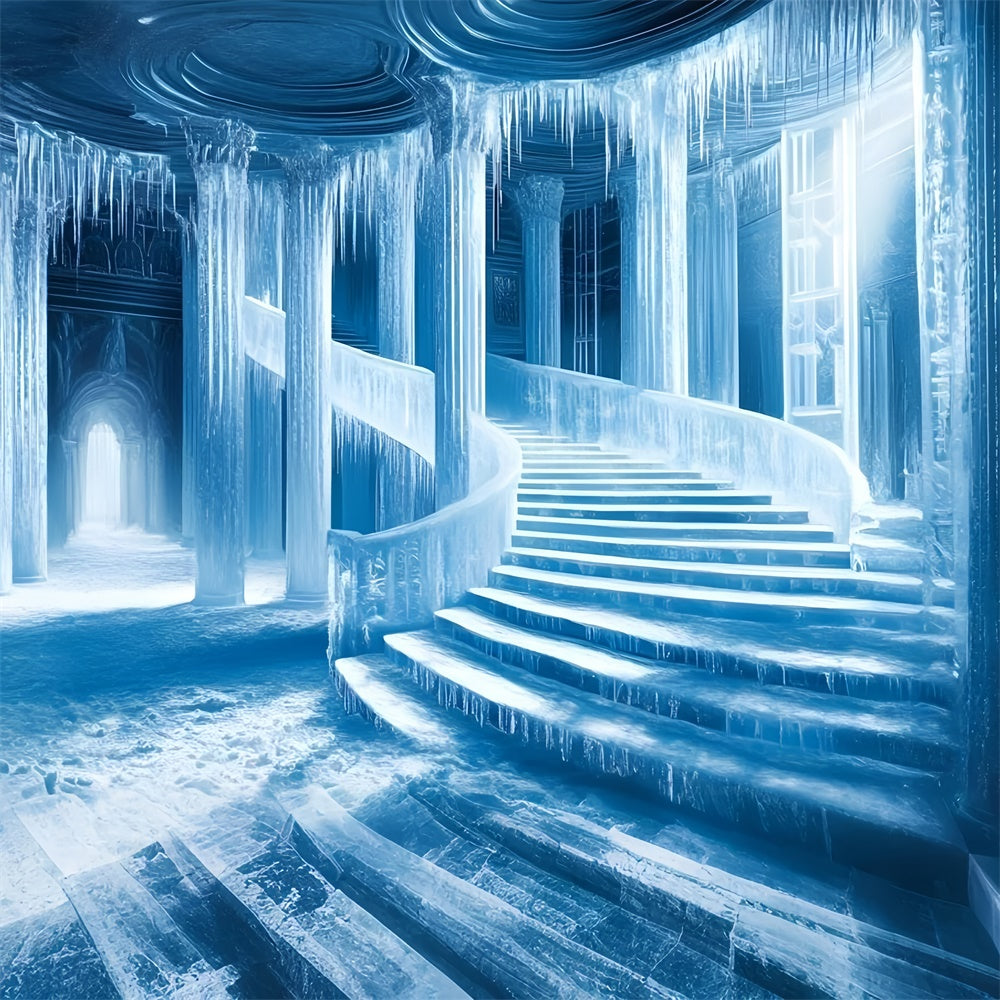 Winter Backdrops Frozen Palace Stairway Backdrop UK GQ57-166