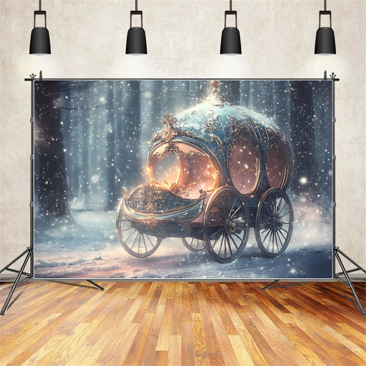 Snowy Backdrop Frosted Dream Coach Winter Backdrop UK GQ57-168
