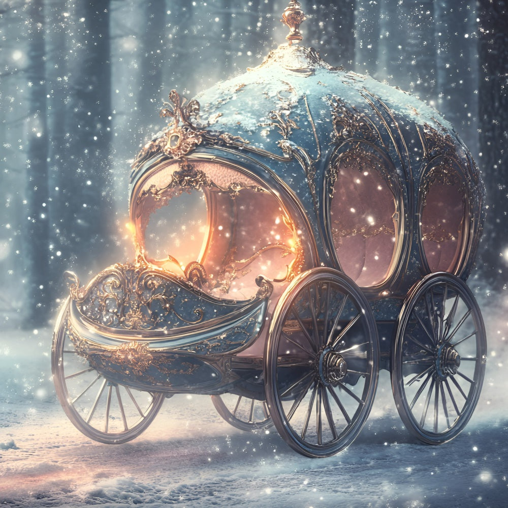 Snowy Backdrop Frosted Dream Coach Winter Backdrop UK GQ57-168