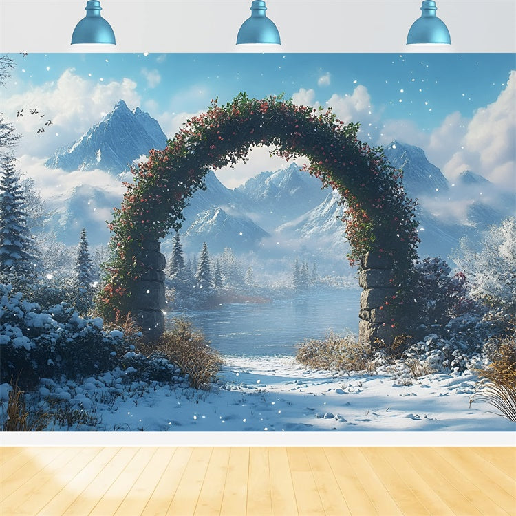 Winter Scene Backdrop Winter Bloom Archway Backdrop UK GQ57-169