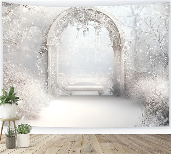 Winter Photo Backdrop Frosted Elegance Arch Backdrop UK GQ57-175
