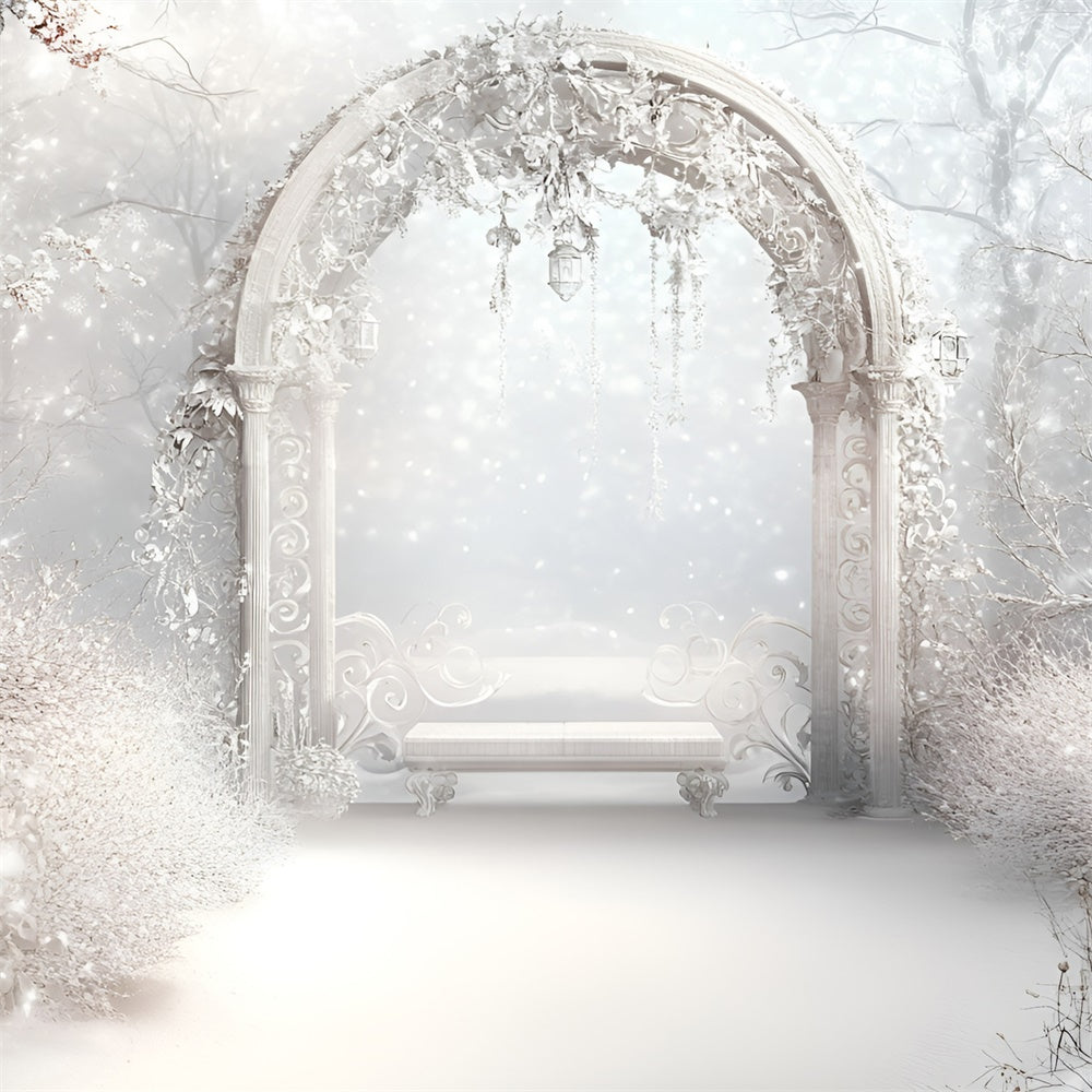 Winter Photo Backdrop Frosted Elegance Arch Backdrop UK GQ57-175