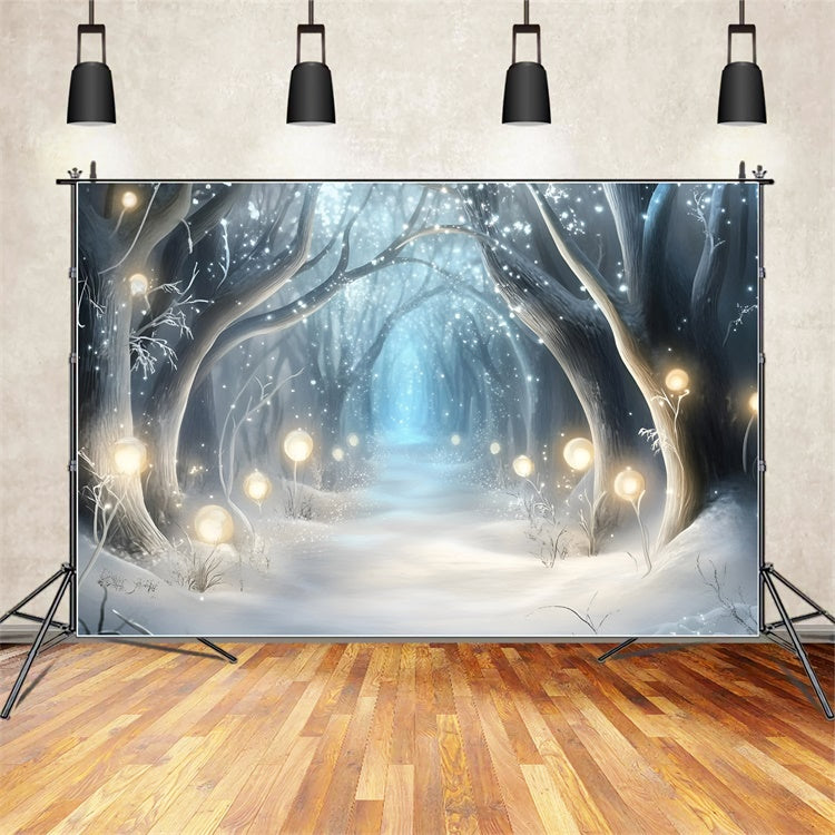 Winter Wonderland Backdrop Mystic Shine Forest Backdrop UK GQ57-176