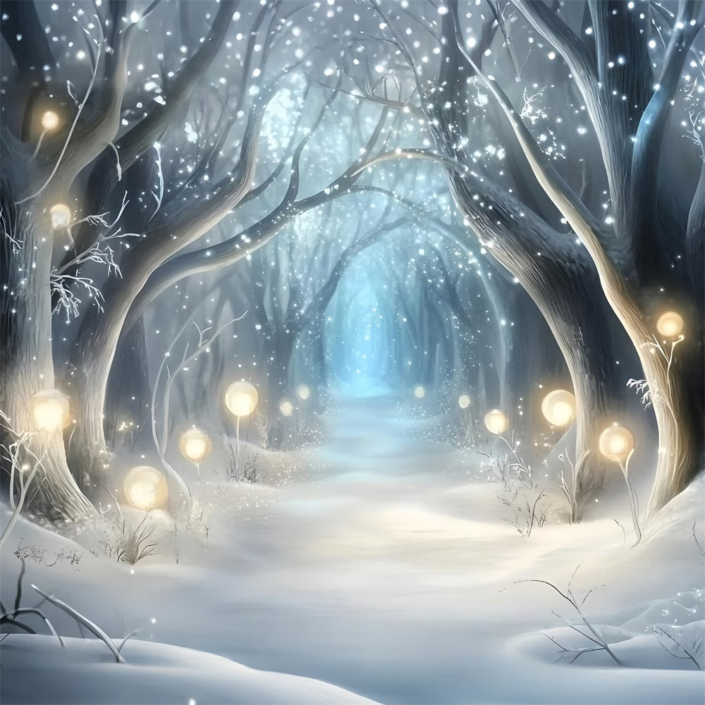 Winter Wonderland Backdrop Mystic Shine Forest Backdrop UK GQ57-176
