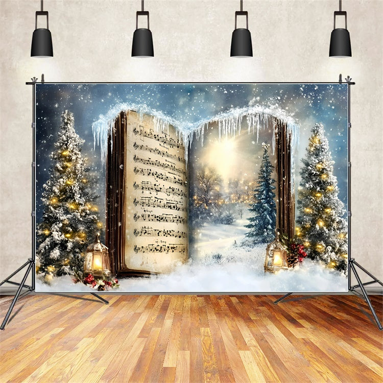 Christmas Backdrops For Photos Carol Frozen Forest Backdrop UK GQ57-19