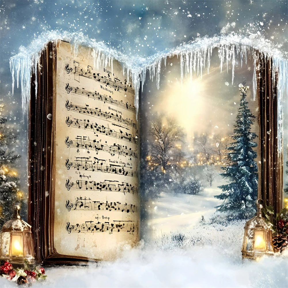 Christmas Backdrops For Photos Carol Frozen Forest Backdrop UK GQ57-19