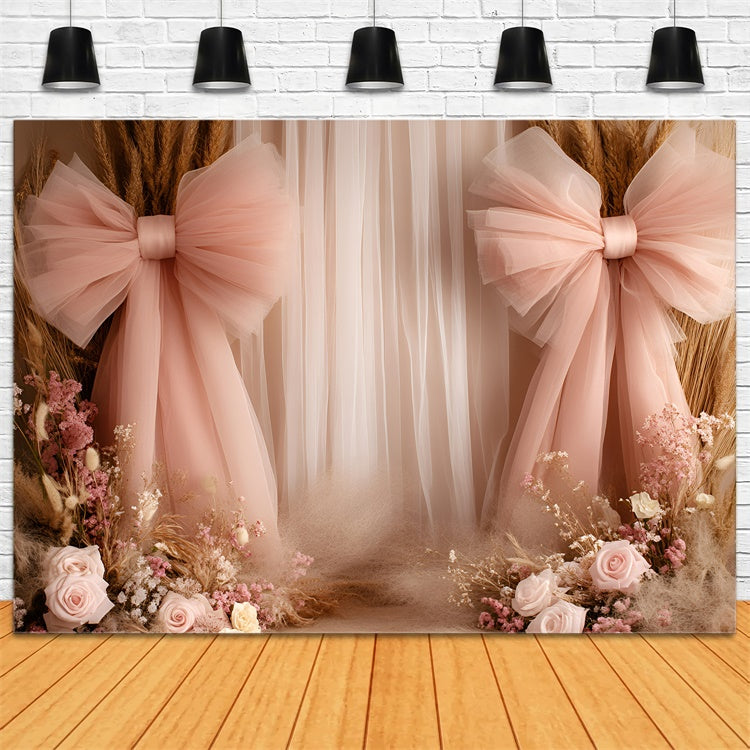 Boho Photography Backdrop Ethereal Bow Bloom Backdrop UK GQ57-215