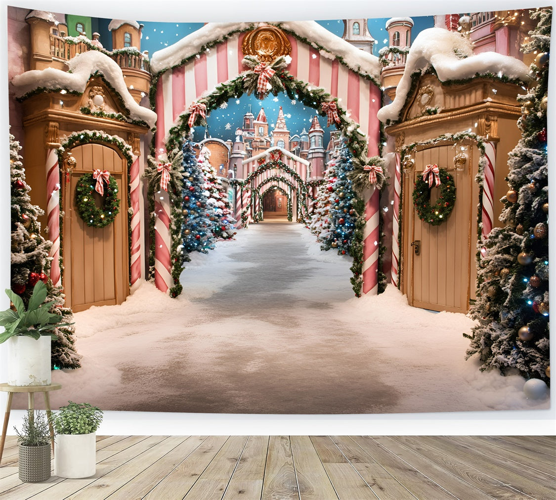 Christmas Photography Backdrops Festive Market Walk Backdrop UK GQ57-22