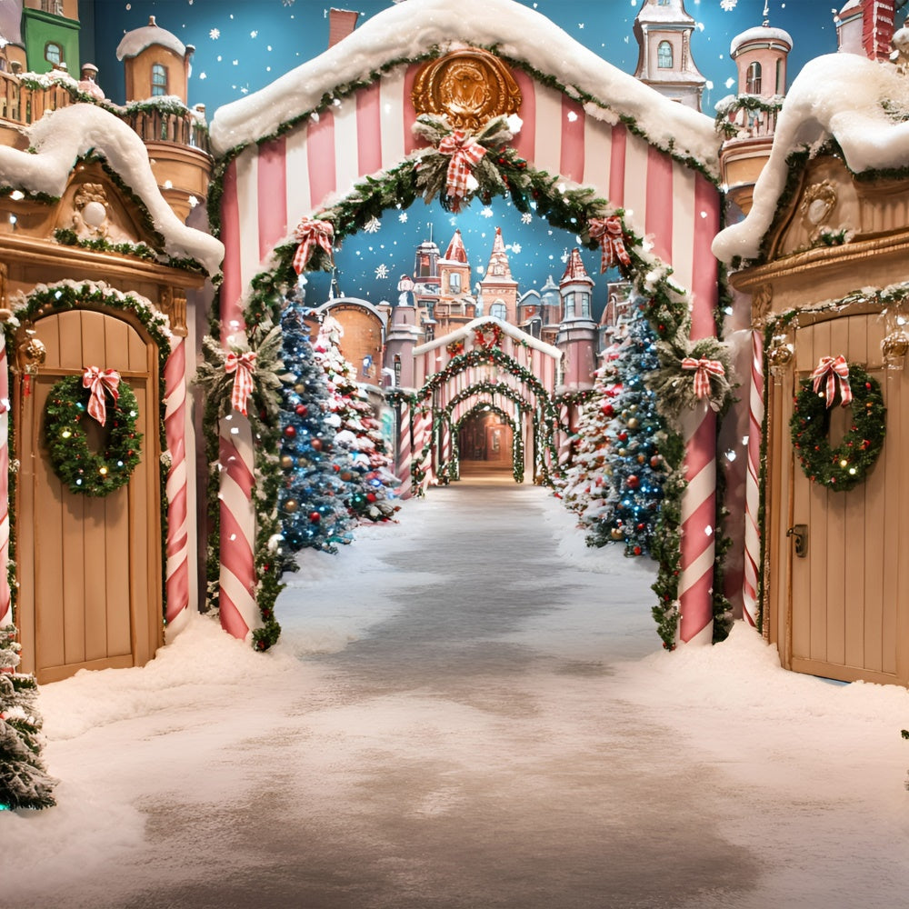 Christmas Photography Backdrops Festive Market Walk Backdrop UK GQ57-22
