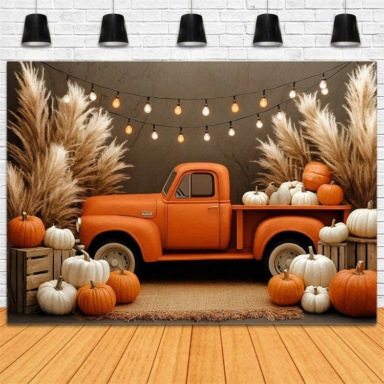 Boho Backdrop Photography Pumpkin Truck Glow Backdrop UK GQ57-220