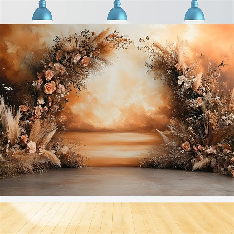 Boho Photography Backdrop Sunset Glow Bloom Backdrop UK GQ57-225