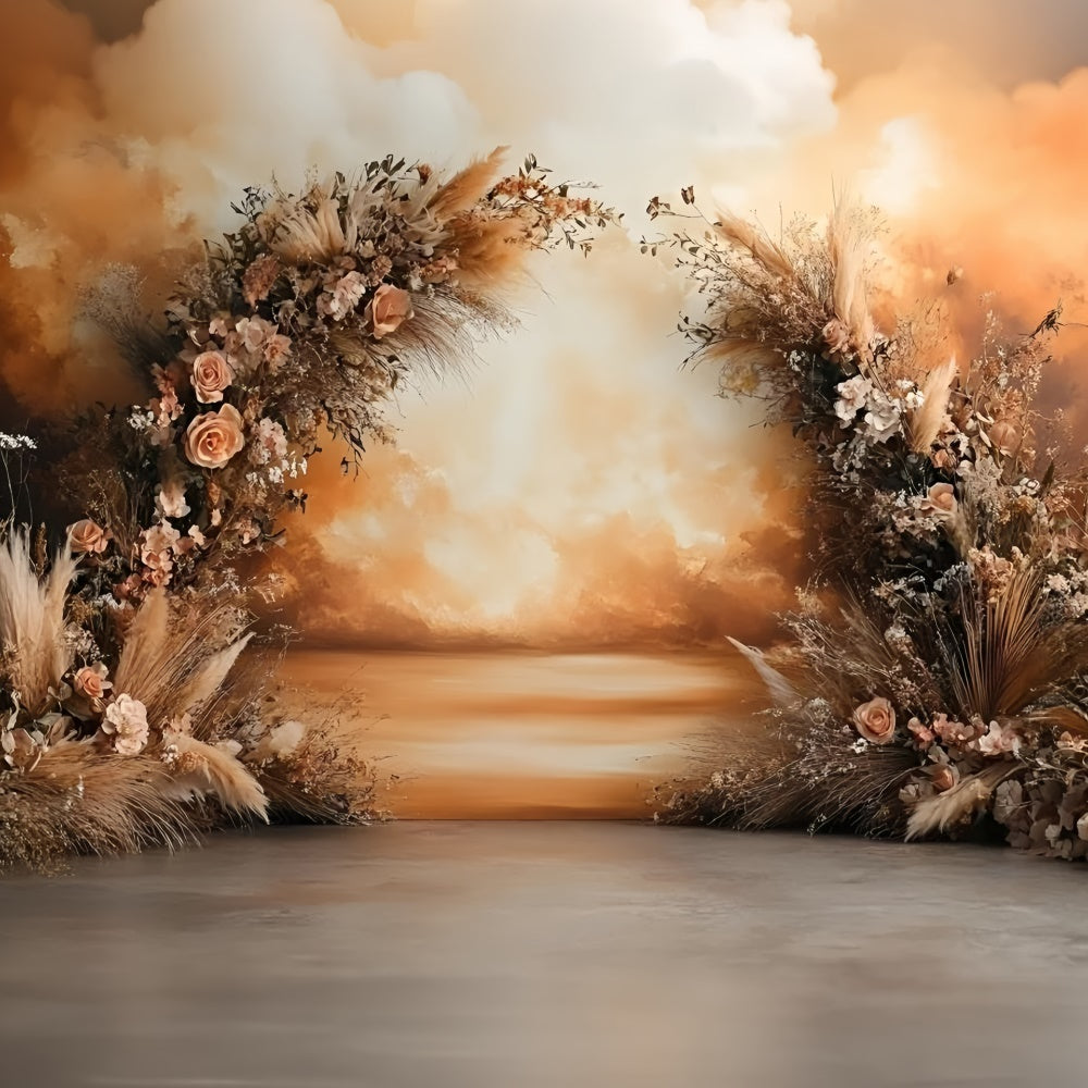 Boho Photography Backdrop Sunset Glow Bloom Backdrop UK GQ57-225
