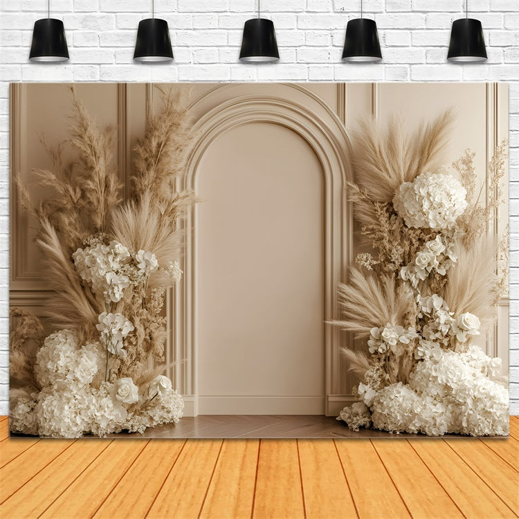 Bohemian Photo Backdrop Beige Archway Bloom Backdrop UK GQ57-226