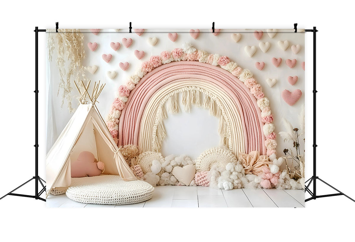 Boho Photo Backdrop Blush Petals Dream Arch Backdrop UK GQ57-236