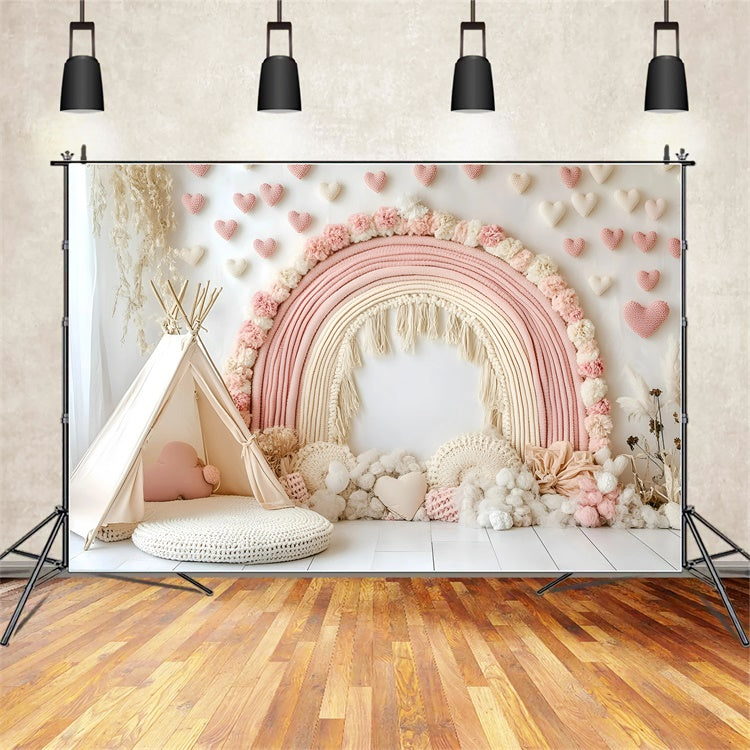 Boho Photo Backdrop Blush Petals Dream Arch Backdrop UK GQ57-236