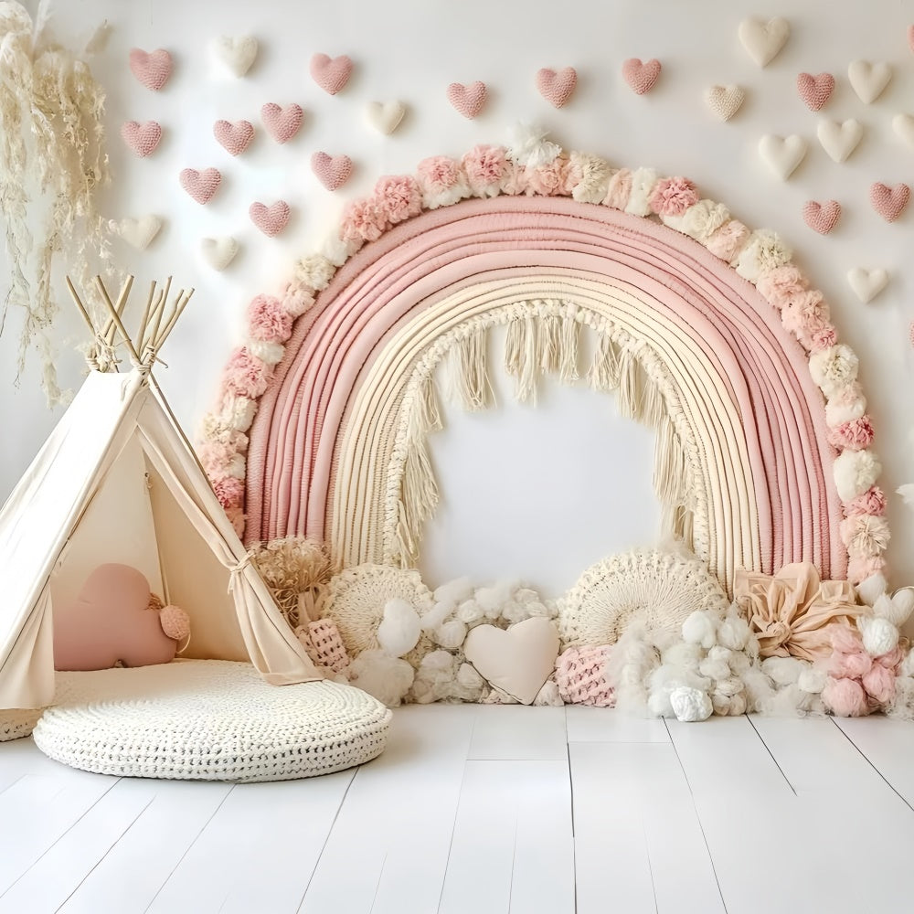 Boho Photo Backdrop Blush Petals Dream Arch Backdrop UK GQ57-236