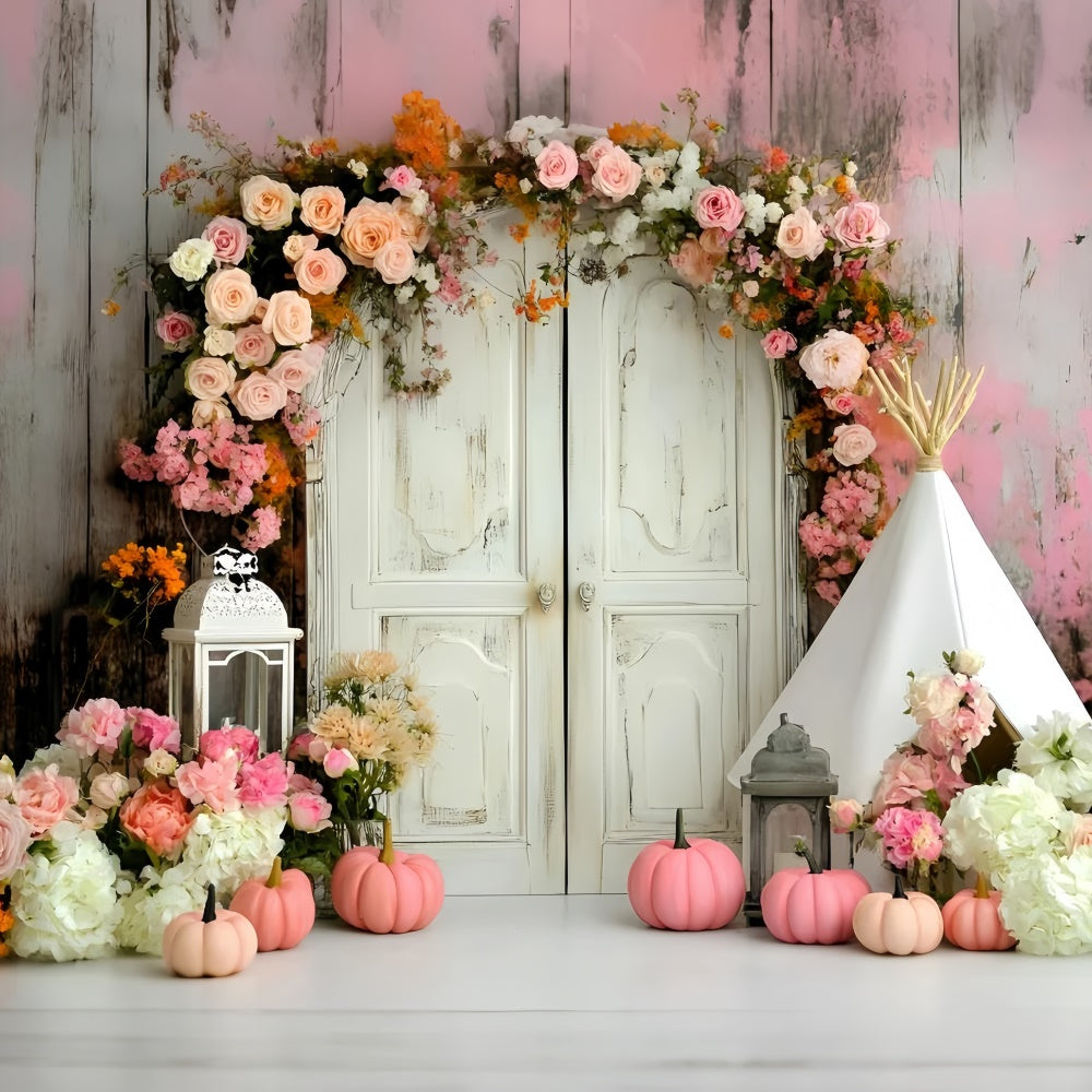 Bohemian Backdrop Sweet Rose Pumpkin Arch Backdrop UK GQ57-240