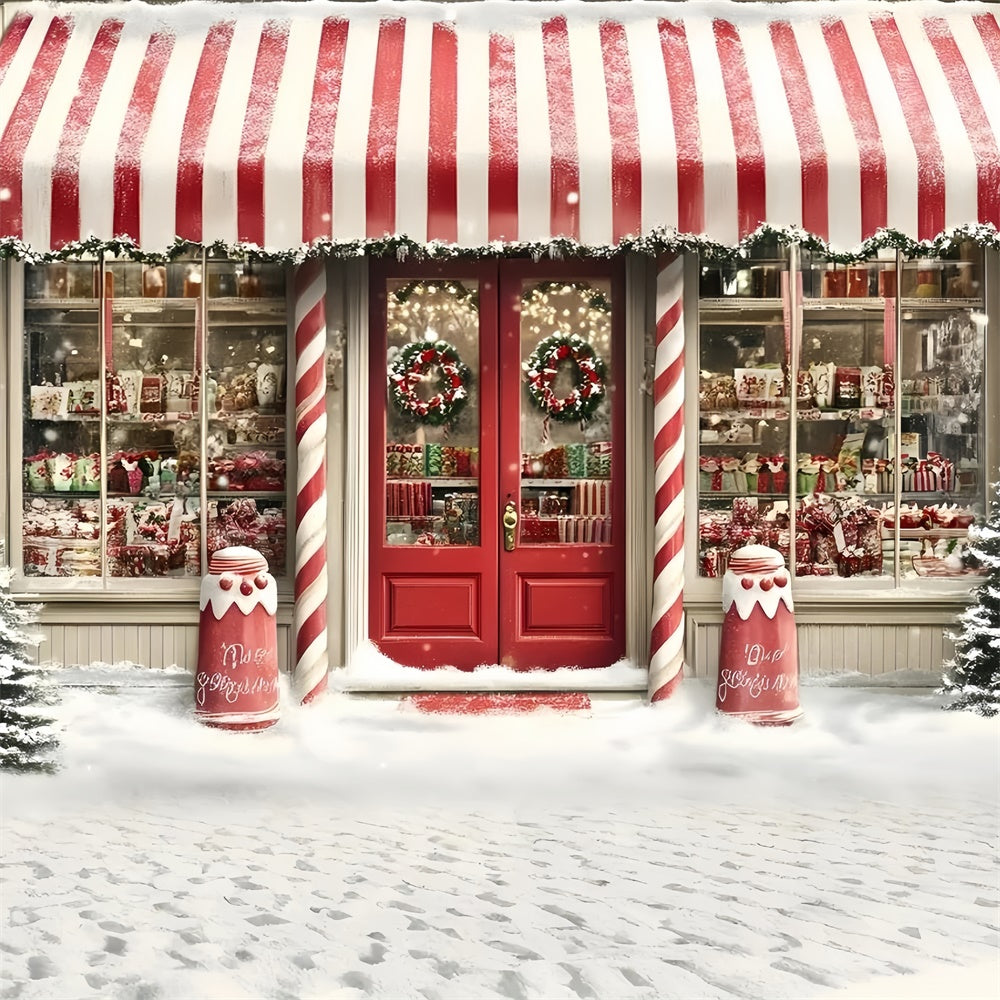 Christmas Photo Backdrops Striped Candy Market Backdrop UK GQ57-28