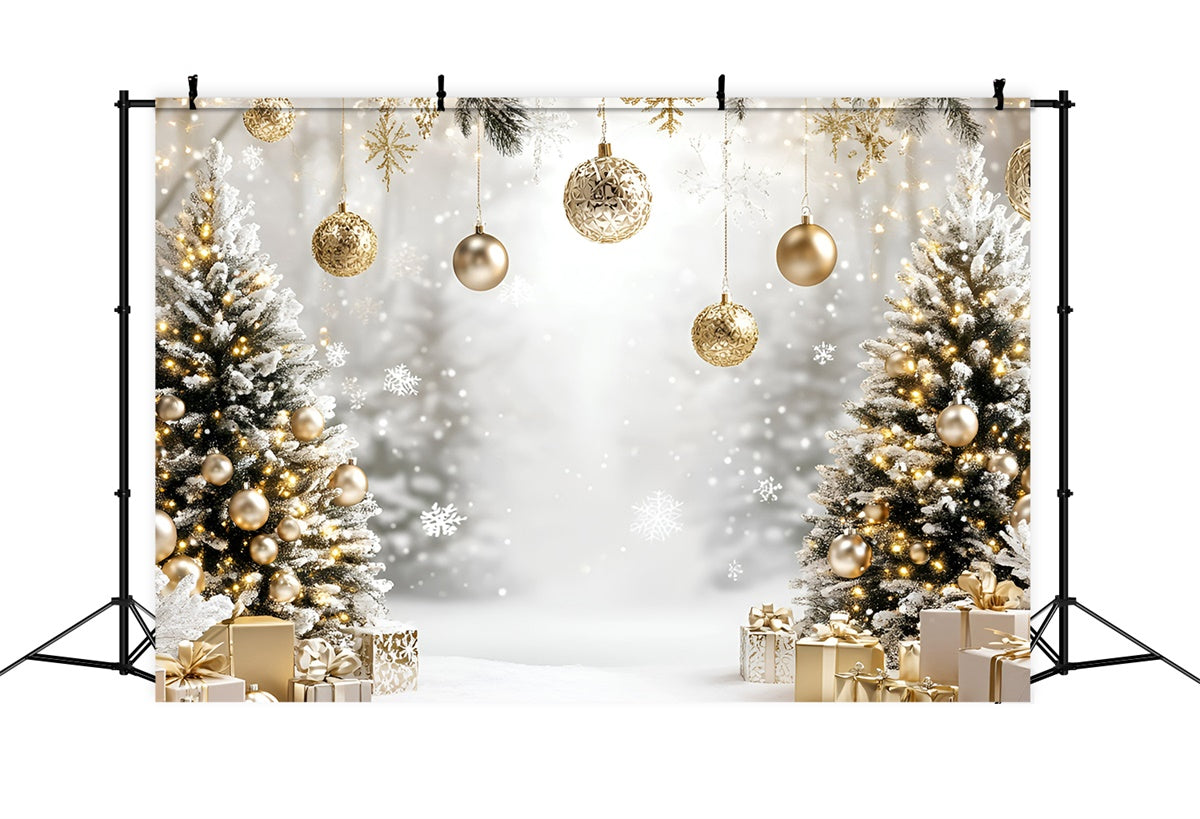 Christmas Backdrops For Photos Snowy Elegance Glow Backdrop UK GQ57-33