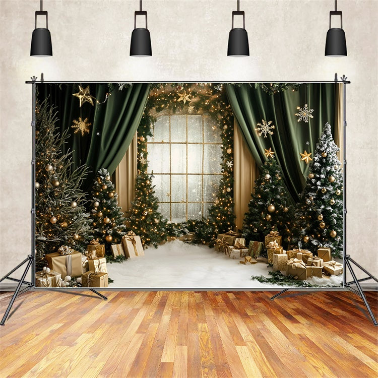 Christmas Backdrops For Photos Green Curtain Regal Backdrop UK GQ57-35