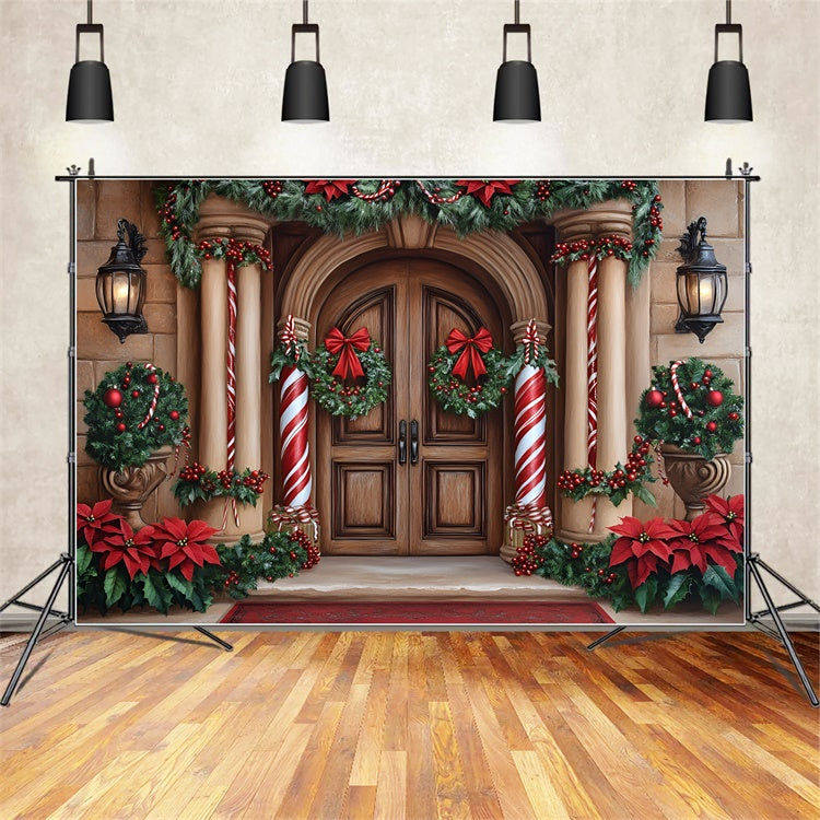 Christmas Backdrops Sale Candy Cane Column Entry Backdrop UK GQ57-39