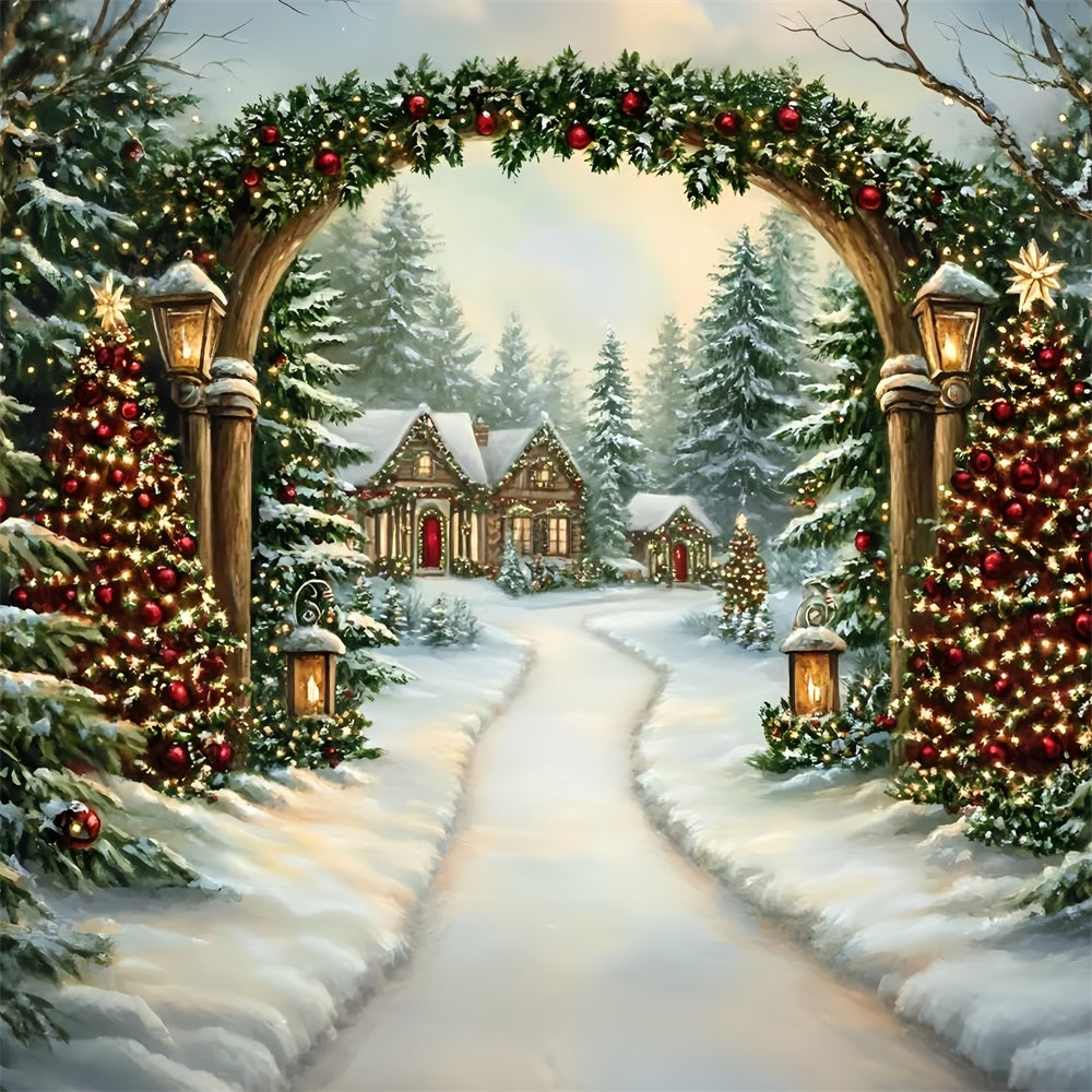 Christmas Photo Backdrop Enchanted Holiday Trail Backdrop UK GQ57-40