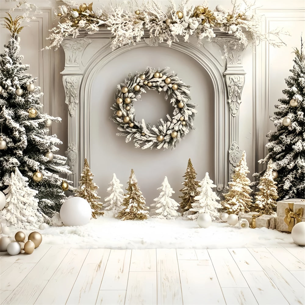 Christmas Backdrop Ideas Golden Pine Winter Hearth Backdrop UK GQ57-46